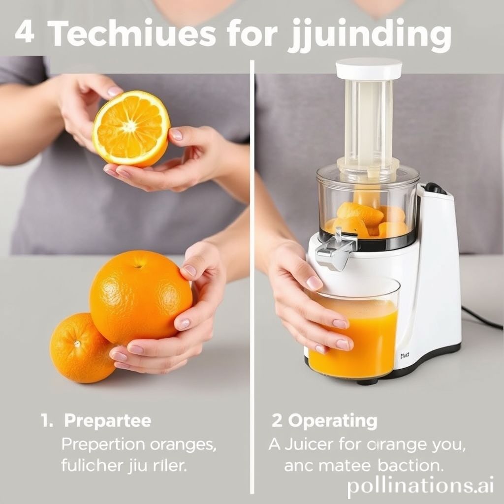 Techniques for juicing oranges in a juicer 1. Preparation of oranges for juicing 2
